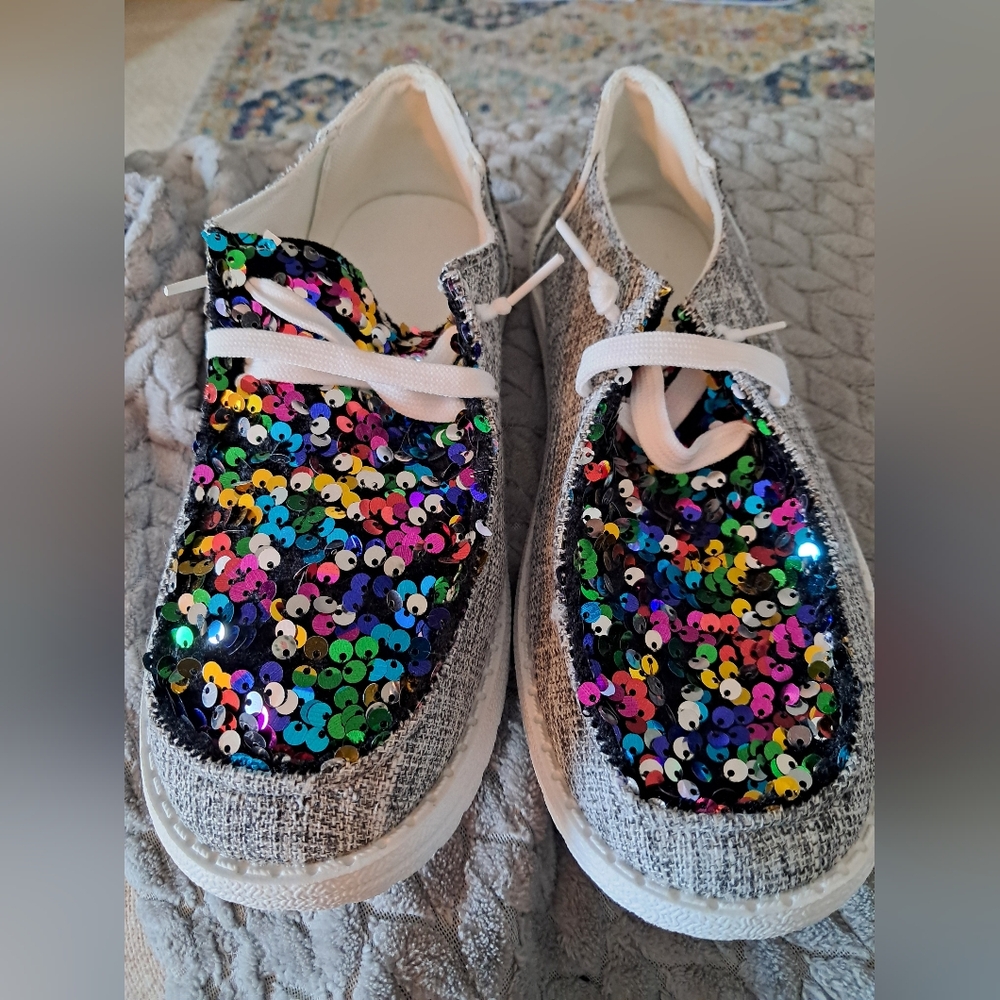 Sequin Hey Dude Style Shoes 8.5ww
